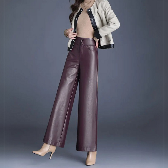 Lily - Wide-cut Leather Trousers