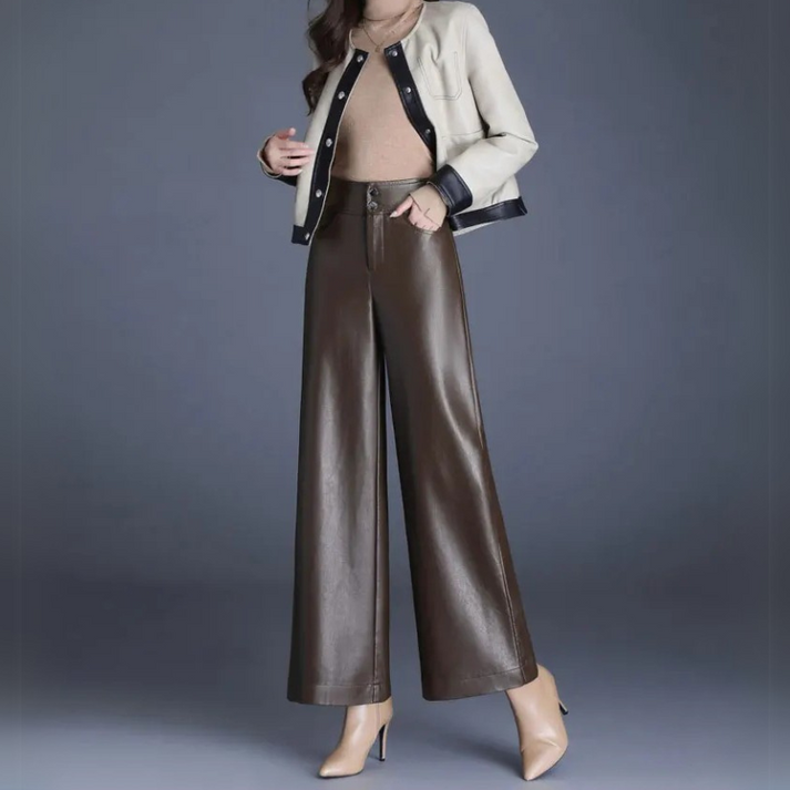 Lily - Wide-cut Leather Trousers