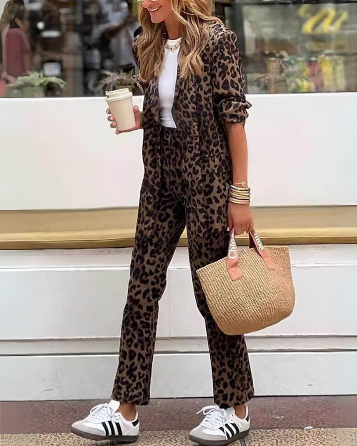 Adele - Leopard Print Blazer & Trousers Set