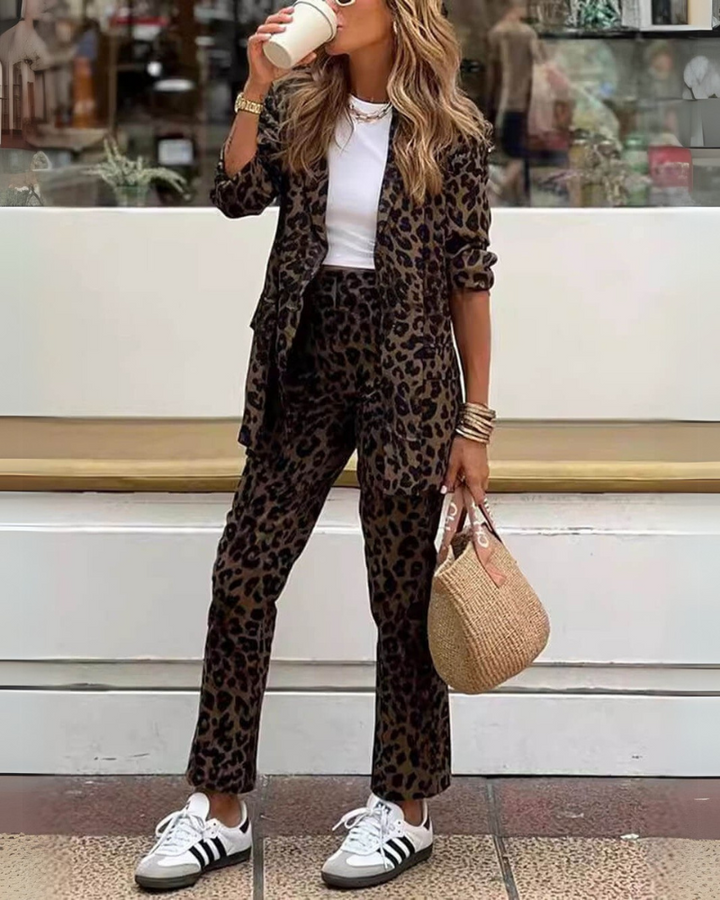 Adele - Leopard Print Blazer & Trousers Set