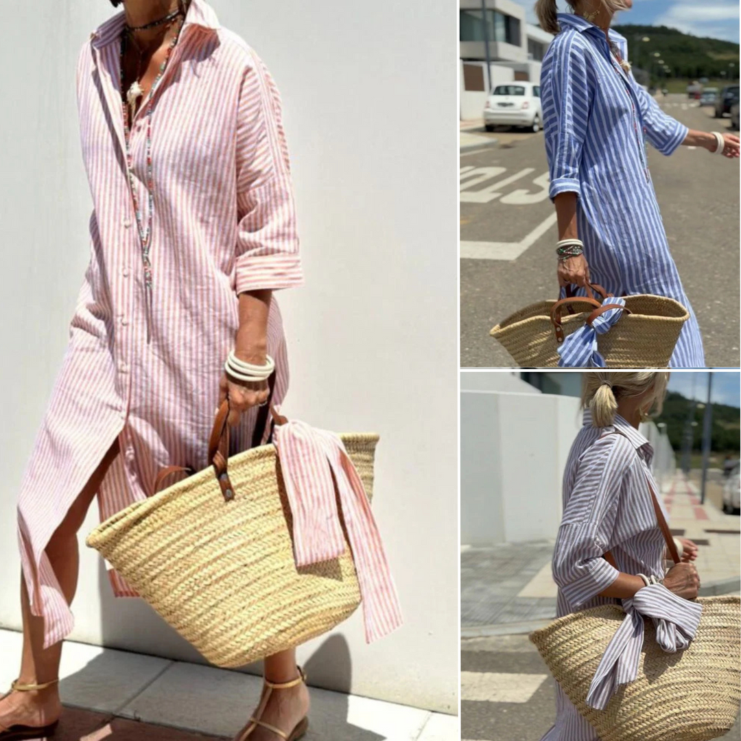 COLEN - ROBE CHEMISE CLASSIQUE RAYÉE À LACETS