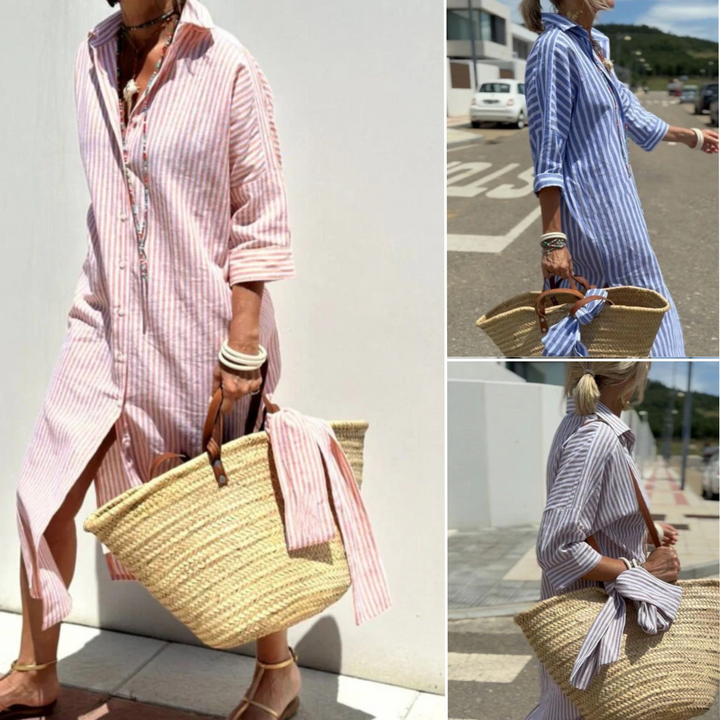 COLEN - ROBE CHEMISE CLASSIQUE RAYÉE À LACETS