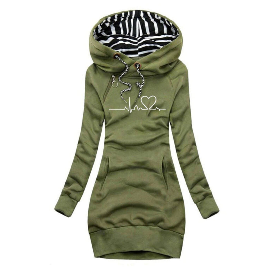 Eugene - Hooded dress with heartbeat print