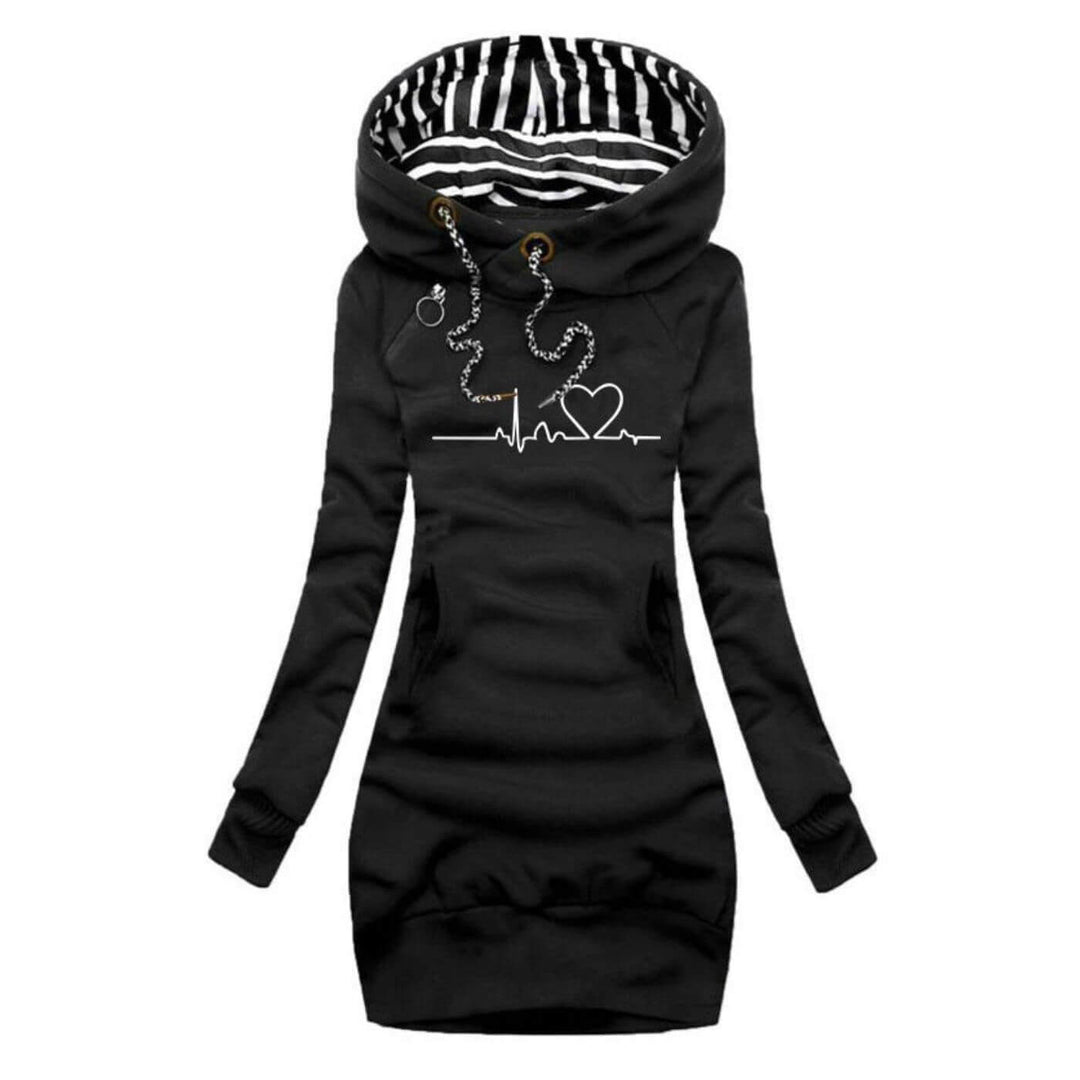 Eugene - Hooded dress with heartbeat print