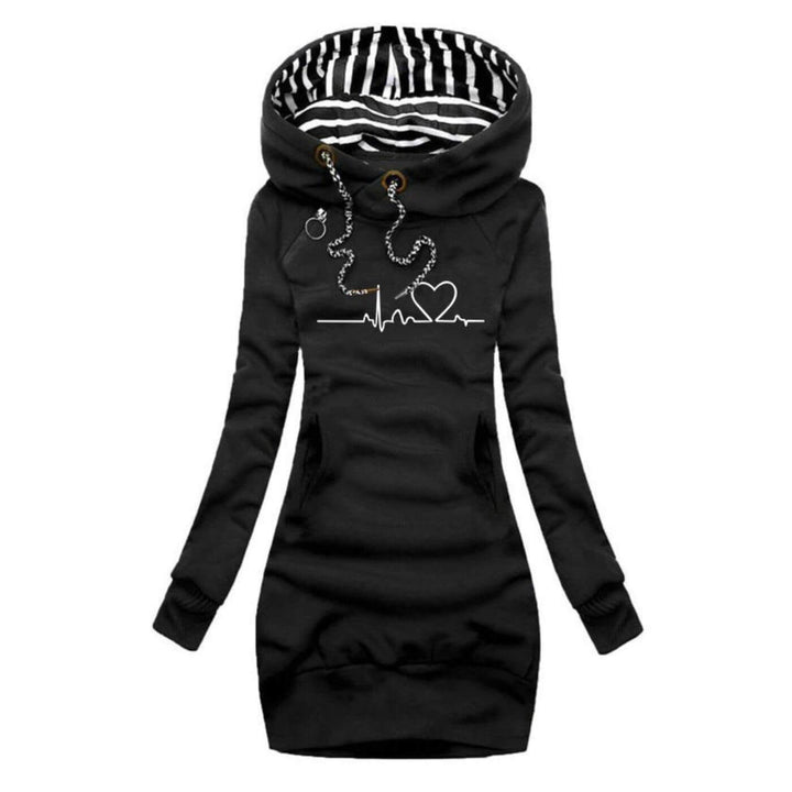 Eugene - Hooded dress with heartbeat print