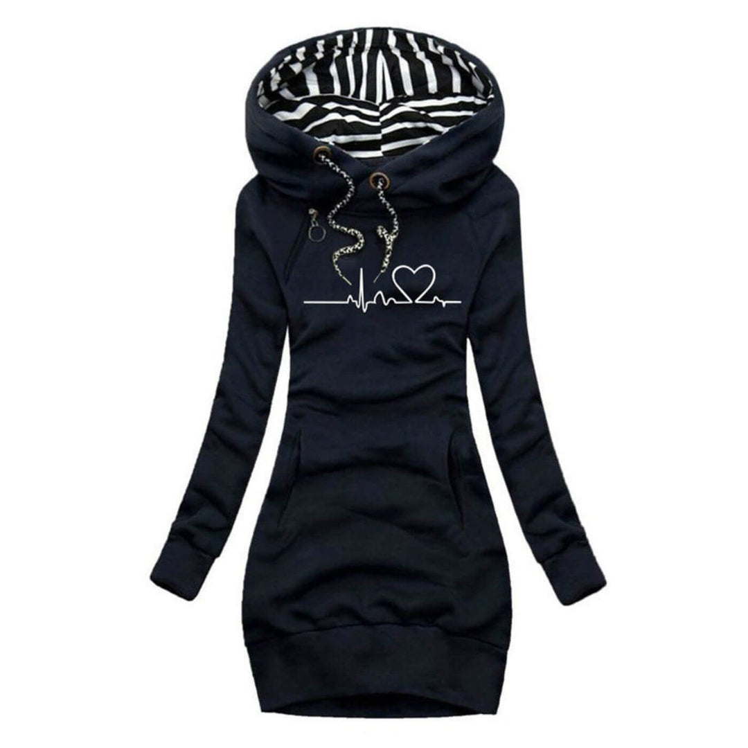 Eugene - Hooded dress with heartbeat print