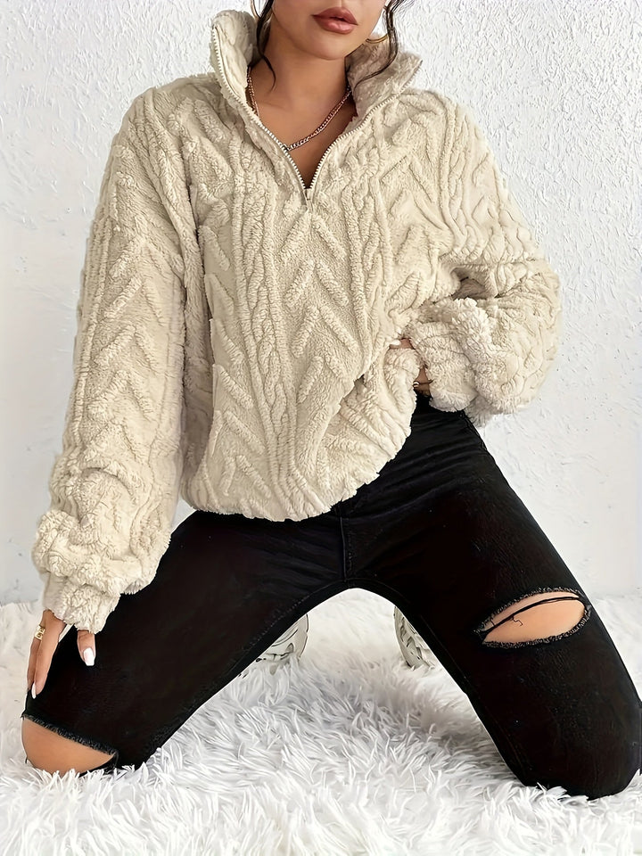 Dianne - Luxe Cable-Knit Fleece Sweatshirt