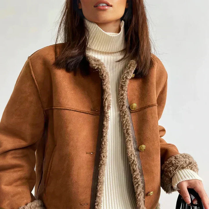 Monica - Shearling Button Jacket